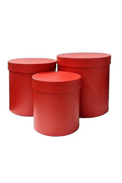 OEM Set 3 cutii rotunde 14-19 cm, rosu mat