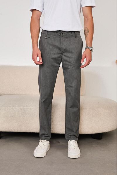 JACK CAPRİO Men's New Season Jogger Pants with Cap Model Button Detail Regular Fit Fabric Trousers