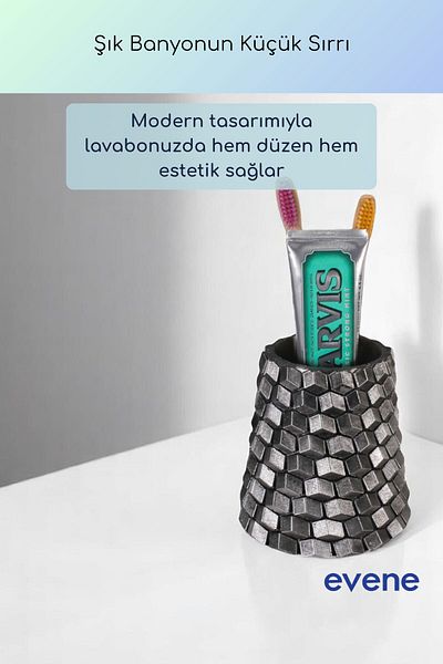 Evene Θήκη οδοντόβουρτσας Θήκη οδοντόβουρτσας Βάση οδοντόβουρτσας Ασημί Αντίκα Χρώμα Μοντέλο 84