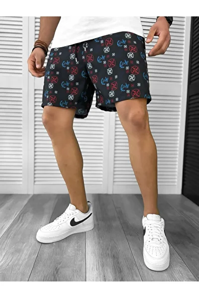 dehaine Men's Beach Pants, Printed, Black, 12566