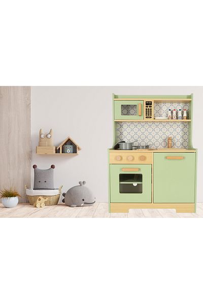 JM Wooden children's kitchen MDF with accessories 65cm Mint