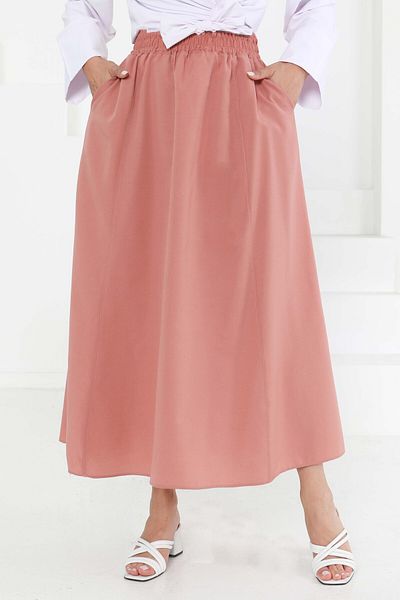 TOFİSA Pocketed Linen Skirt Rose - 27294