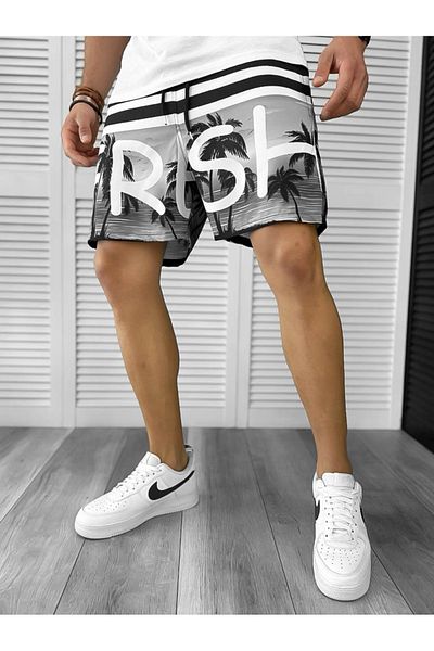 dehaine Men's Beach Pants, Printed, Grey, 12526