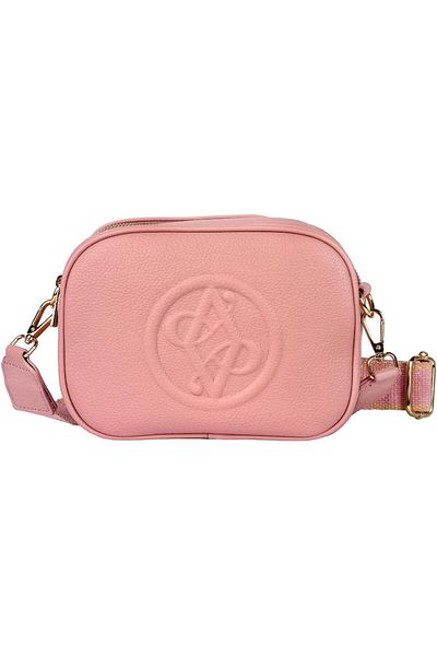 AMICA Rue Ladies Leather Women's Shoulder Crossbody Bag with Woven Strap - Dusty Pink
