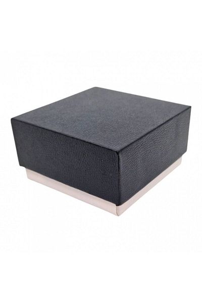 OEM Jewelry and Watch Gift Box, Black with White, Imitation Leather, 8x8x4.2 cm