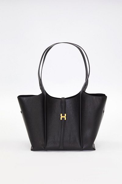 Levidor Premium Strap Lock Detail Large Handbag Black