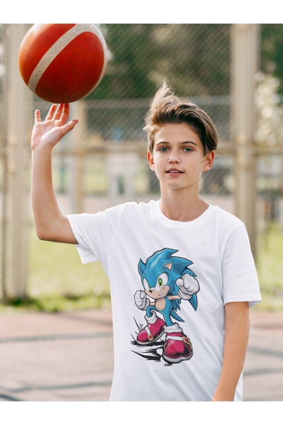 SEVBANO تي شيرت للأطفال مطبوع عليه رسوم متحركة للجنسين من سونيك (1-12 سنة)