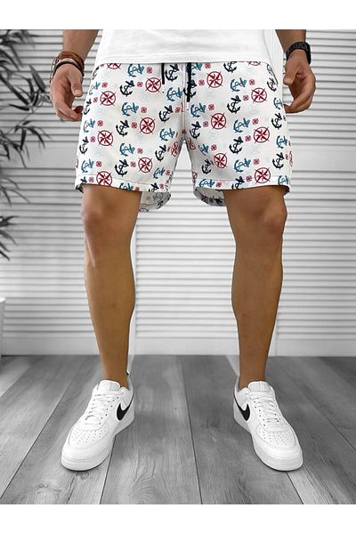 dehaine Men's Beach Pants, Printed, White, 12563