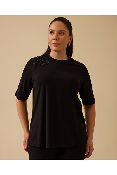 Gala-Xi Plus Size Beaded Detailed Embroidered Blouse