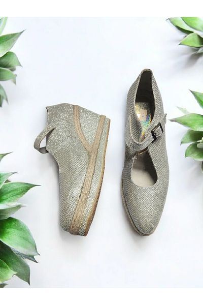 GokceKundura06 Wedge Heel Straw Buckle Ballerina Espadrille