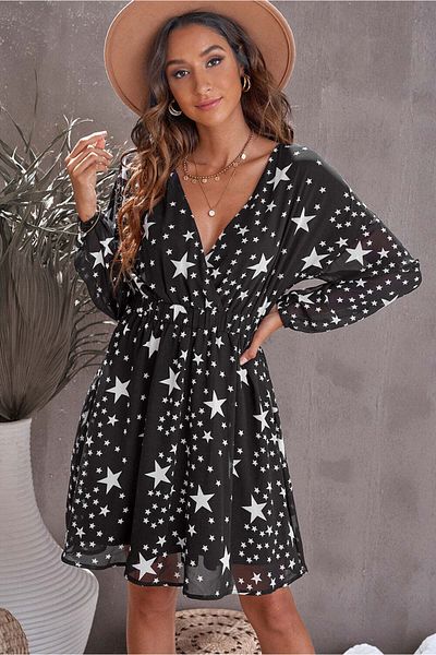 WildFashion Flowy midi dress with deep neckline S557-1122