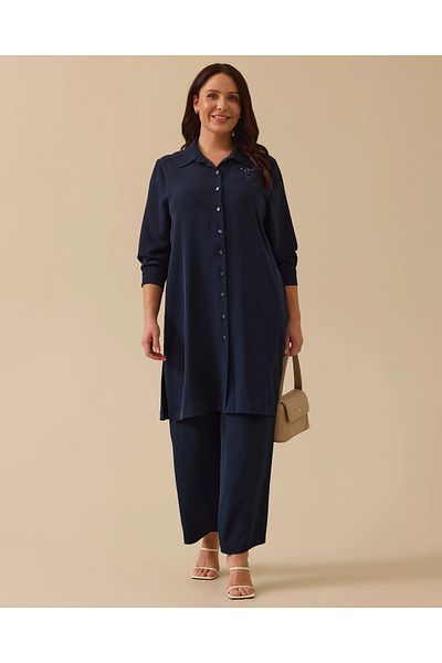 Gala-Xi Plus Size Embroidery Detailed Buttoned Tunic