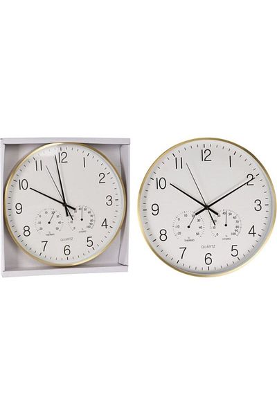 Excellent Wall clock with thermometer and hygrometer dia. 38 cm