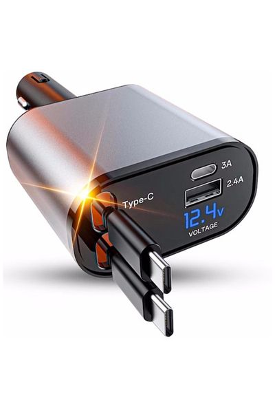 THD Incarcator auto multiplu 4 in 1, THD, incarcare rapida, putere maxima 66W, afisaj digital, design cu