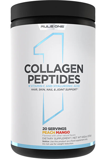 Rule 1 Collagen Peptides+Vitamin C & Hyaluronic Acid, Peach Mango, 250g, 20 Servings