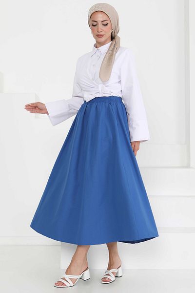 TOFİSA Skirt with Pockets Indigo - 27260