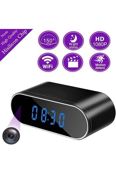 Shopi Wireless Hidden Spy Wifi Mini Camera Digital Table Clock with Full HD 1080P, Low Light Vision, Motio