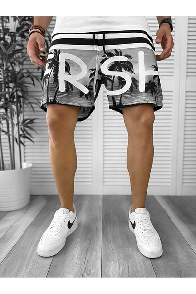 dehaine Men's Beach Pants, Printed, Grey, 12526