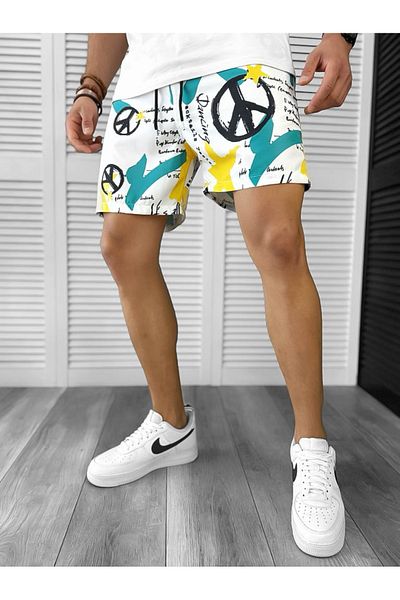 dehaine Men's Beach Pants, Printed, Blue, 12536