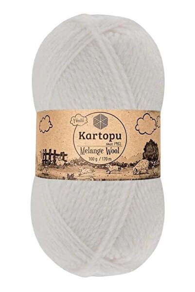 Kartopu مزيج من الصوف K010 من الصوف الأبيض للحياكة اليدوية 100 جرام