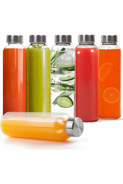 OEM Set 6 reusable bottles with lids, 500ml, leak-proof and durable
