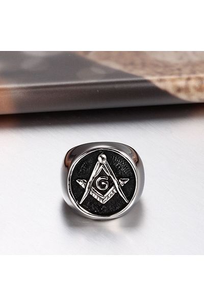 JustZEN Men's Ring, JustZEN, Masonic Freemason, Stainless Steel, Size 12