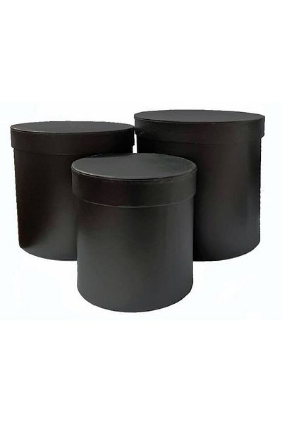 OEM Set 3 cutii rotunde 14-19 cm, negru mat