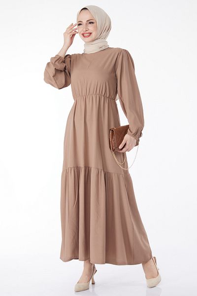 TOFİSA Lace-Up Dress Mink - 27303