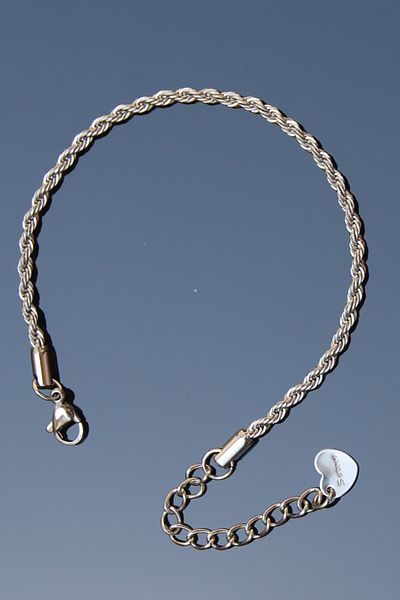 Rua Jewelry Steel Twist Rope Bracelet 18 cm 3mm Silver Color |   No Tarnish, Unisex, 2 Years Warranty