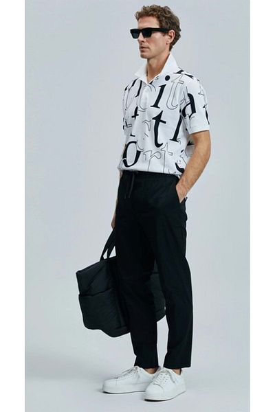 Lufian 111190336 Glen Smart Ανδρικό παντελόνι Chino Slim Fit Ανδρικό παντελόνι μαύρο