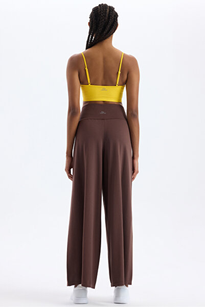 COMEUP Παντελόνι Palazzo με απαλή υφή σε καφέ κακάο