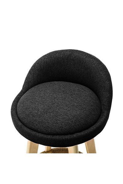 Quasar & Co. Bar Stool, 360° Swivel, High, Upholstered, Kitchen Suitable, 37x37x80cm, Wood/Textile/Sponge, Black