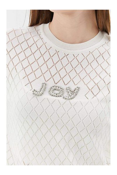 Coral Stoned Joy Written Short Sleeve Knitwear Bone