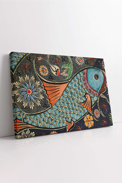 KOSS Dijital Pictură abstractă pe pânză cu pește, pictură decorativă cu pește...