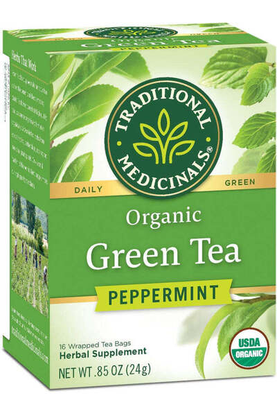 TRADITIONAL MEDICINALS شاي أخضر عضوي من ترادشونال ميديسينالز، بنكهة النعناع، ...