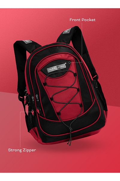 PARAJOHN Iconic 8 Lightweight Durable Schoolbag 18 inch- Red