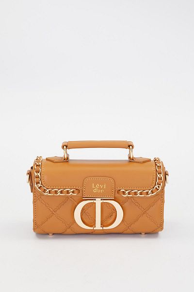 Levidor Premium Metal Ring Detail Shoulder Bag Brown