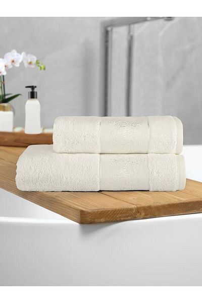 Karna Home Σετ πετσετών 2 τεμαχίων με υφή μπαμπού 50x90