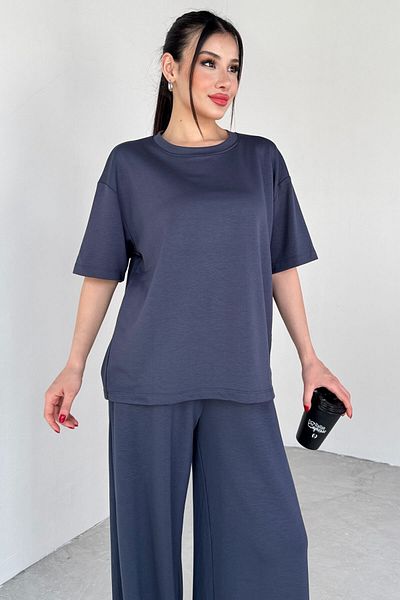 Cappmoda İND-1113 Μπλε Navy Modal Υφασμάτινη Μπλούζα με μισό μανίκι Basic