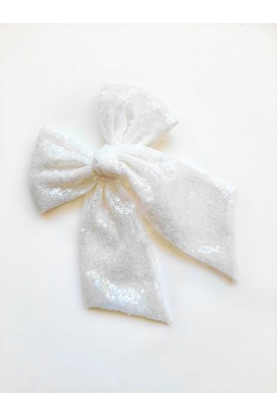 NEW BOWS BANDS Girl's Big Windmill Clip Hairpin White Sequined Party Birthday Wedding Barrette