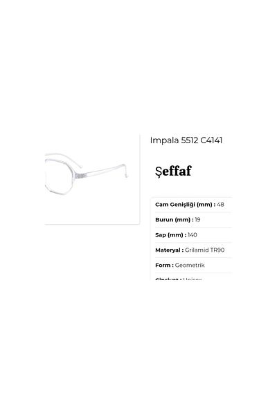IMPALA İmpala İm5512 48Ekt C.4141 Unisex Blue Light Protection Screen Glasses (Transparent)