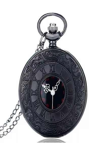 JustZEN Vintage Pocket Watch, JustZEN™, with Chain, Black, Quartz