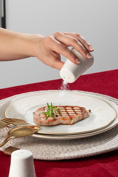 Porsima 2335 Güneş Set of 2 Porcelain Salt and Pepper Shakers White - 7X5Cm