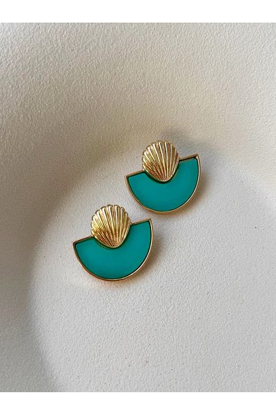 mos&more Gold Orange Mussel Light Stylish Women's Earrings