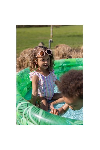 Ikonka Inflatable pool for children with 3 rings 150 cm Leaves