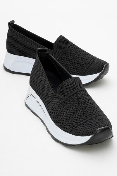 CCWAY AYAKKABI Knitwear Comfortable Soft Soled Women's Shoes Black White