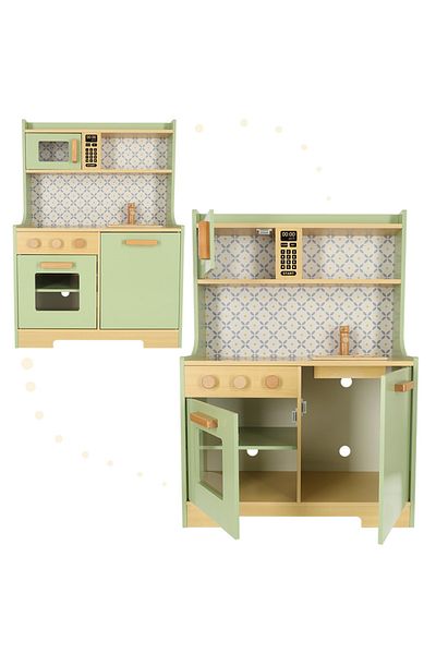 JM Wooden children's kitchen MDF with accessories 65cm Mint