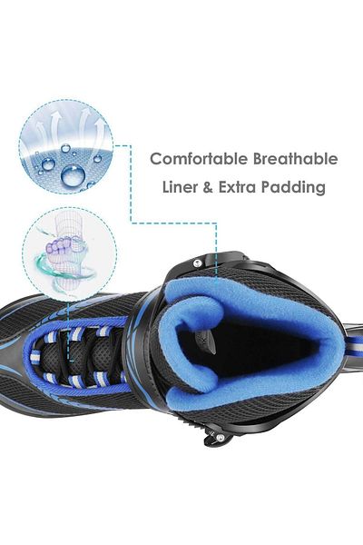 rexa Adjustable Inline Roller Skates Blue with Aluminium Chasis