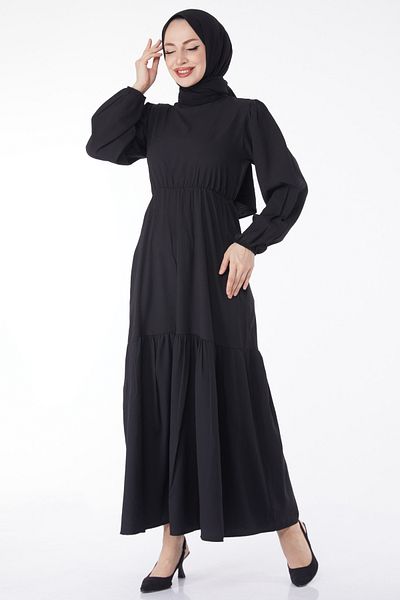 TOFİSA Lace-Up Dress Black - 27303