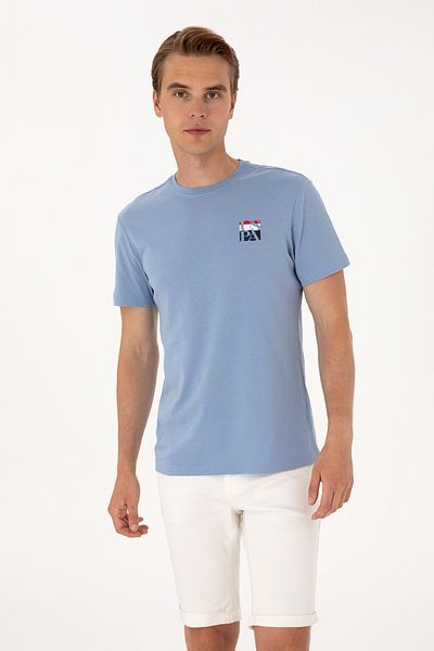 U.S. Polo Assn. Men's Regular Fit Blue Crew Neck T-Shirt 50306911-Vr036